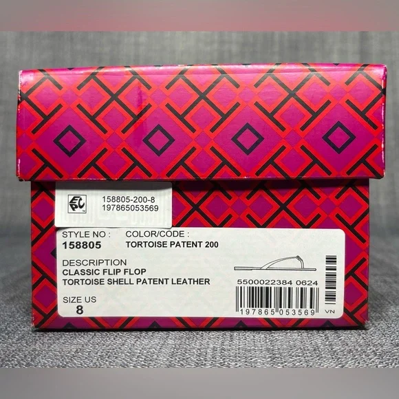 Tory Burch Classic Flip Flop Tortoise Patent Size 8 - Picture 8 of 8